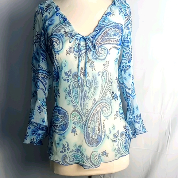 L Patricia Traslucid blouse sz L - Picture 2 of 8